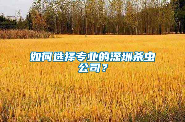如何選擇專業(yè)的深圳殺蟲公司?